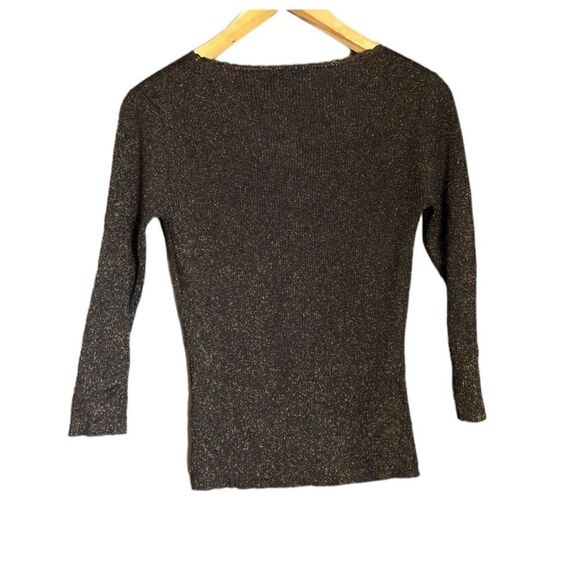 NWT! August silk silk blend metallic knit top - Picture 5 of 7